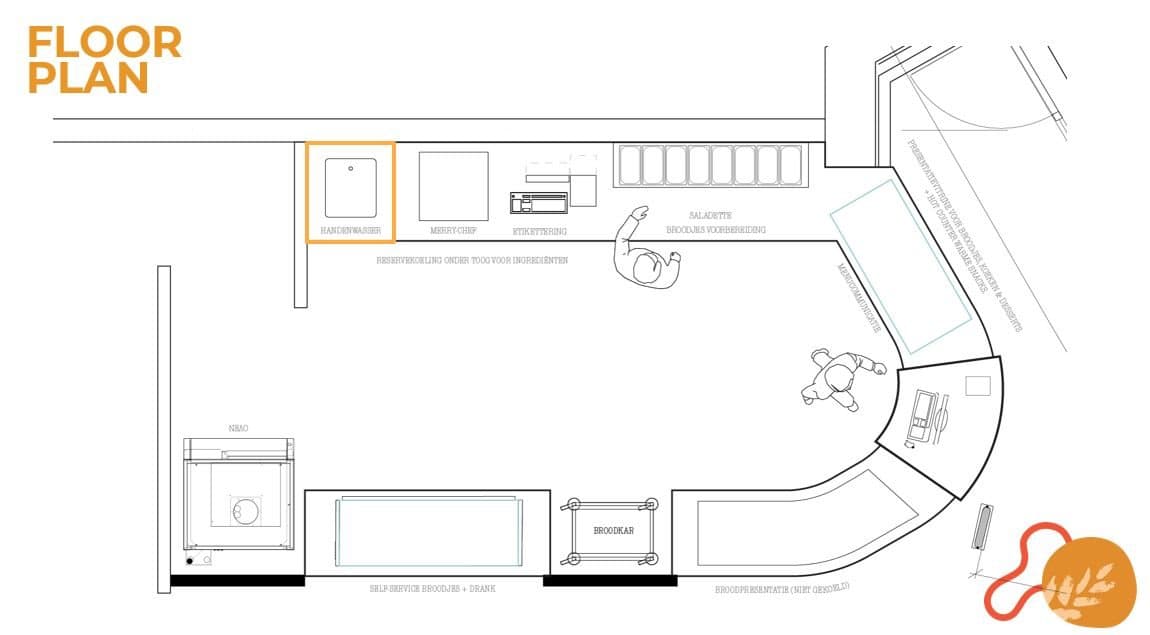 Floor plan of the Croustico shop-in-shop