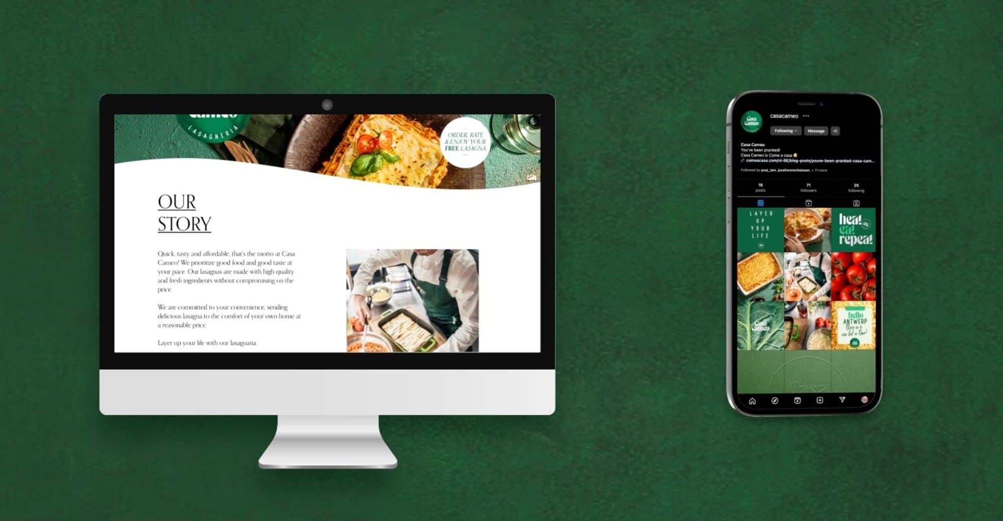 The Casa Cameo website on desktop and mobile