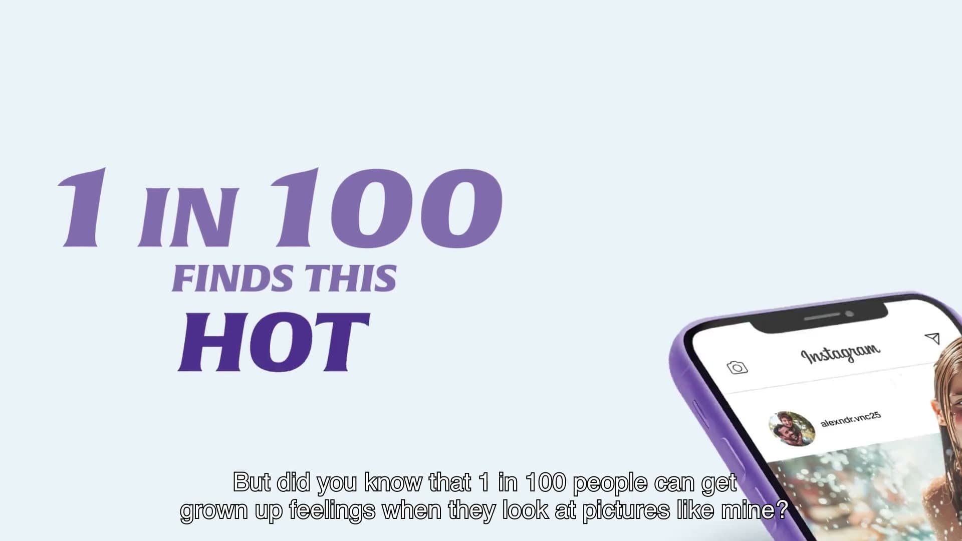 Case video frame: “1 in 100 finds this hot”
